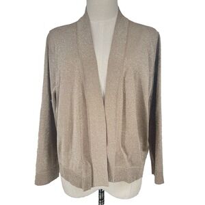NEW Carmen Marc Valvo Womens 1X Gold‎ Metallic Shimmer Open Front Cardigan - AC